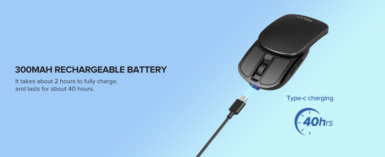 Rechargeable built-in 300mAh Li-ion battery