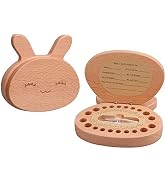 AhfuLife Baby Tooth Keepsake Fairy Box Holder with Lanugo Bottle, Wooden Bunny Rabbit Shape Keeps...