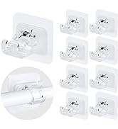Lightarea 8PCS No Drill Curtain Rod Brackets No Drilling Self Adhesive Curtain Rod Holder Hooks U...