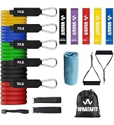 WHATAFIT Resistance Bands, Exercise Bands, Workout Bands with Handles, Door Anchor and Ankle Stra...
