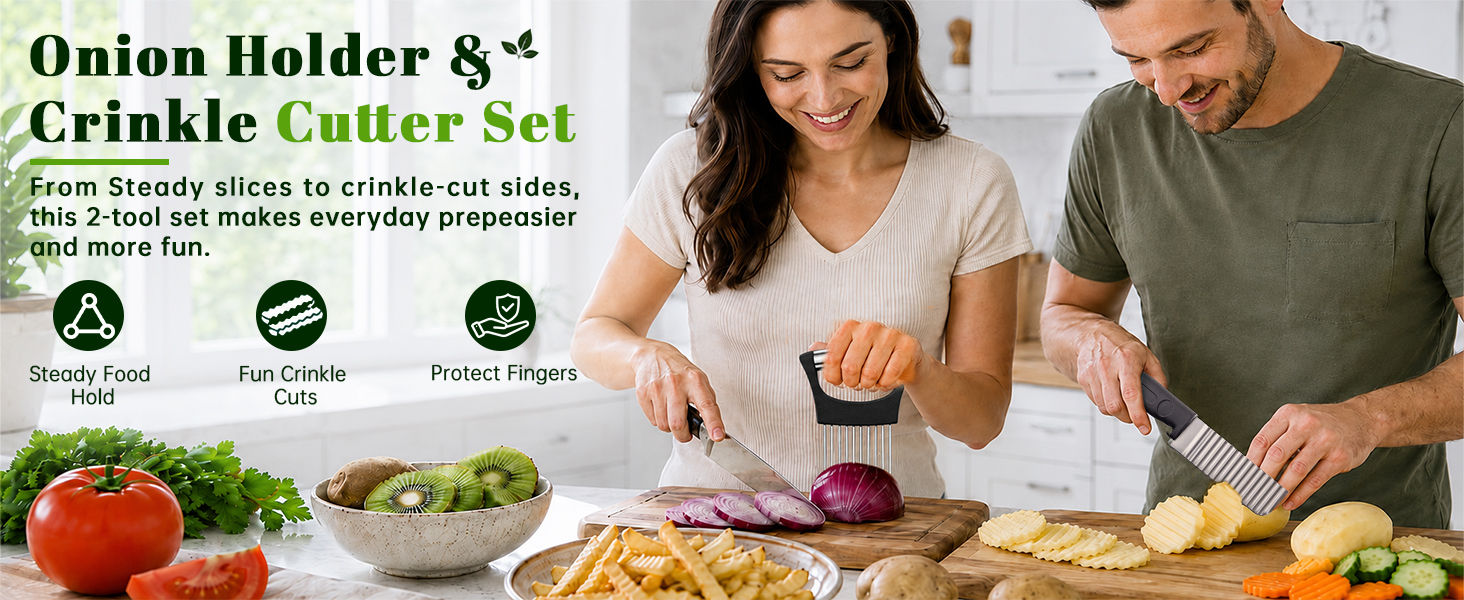 Onion Holder for Slicing & Crinkle Cutter