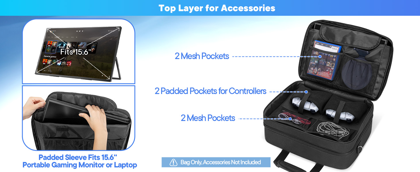 Double Layer Game Console Carrying Case