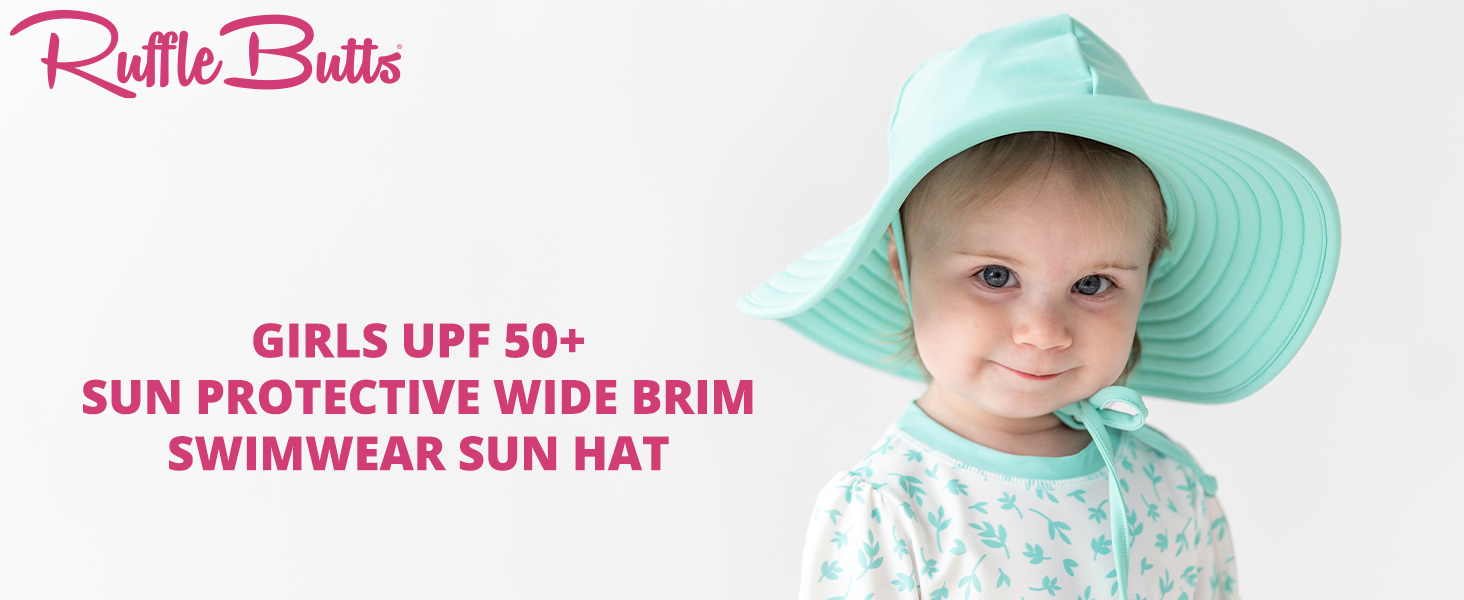 rufflebutts girls upf50+ sun protective wide brim swimwear sun hat