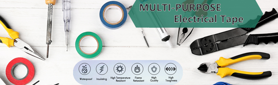 Multicolor (6-Pack) Colored Electrical Tape for Identification ardant and Waterproof