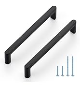 JOY DECOR Cabinet Pulls, 5 Inch Hole Center, Matte Black, 10 Pack Cabinet Handles – Modern Zinc A...