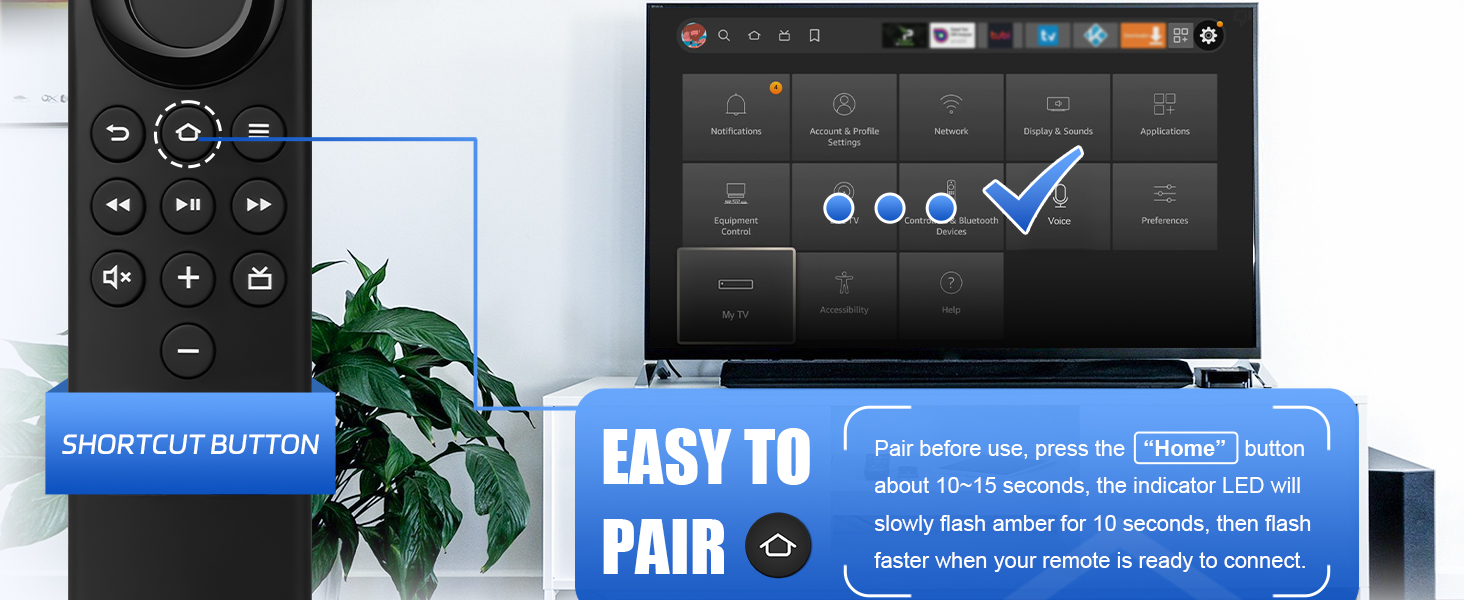 Replacement Voice Remote Control for All Fire-Series, TV Cube/Stick, Compatible with 4K Max/4K
