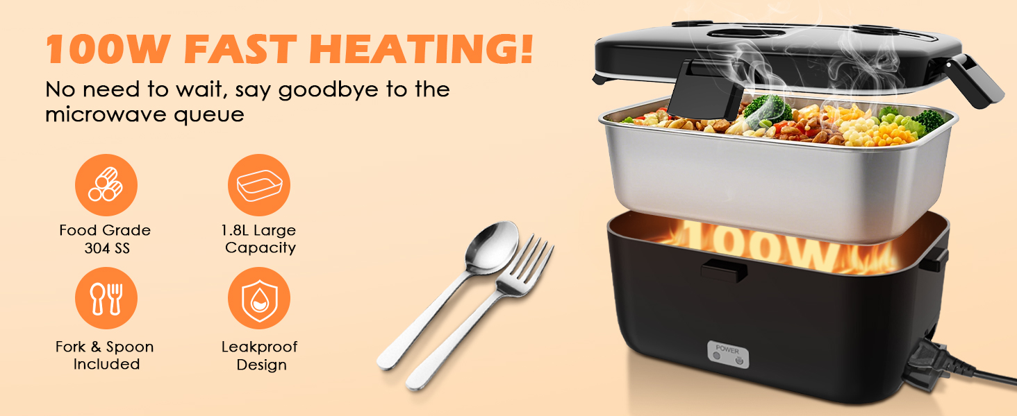 100W heated lunch box for men