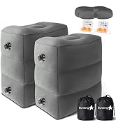 Sunany Inflatable Foot Rest Pillow for Airplane - Kids/Adults - Adjustable Height Cushions, to Sl...