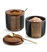 YHOJOY Salt and Pepper Bowl, Ceramic Salt Containers for Countertop, Salt and Pepper Cellar with ...