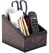PU Leather TV Remote Control Holder with 3 Compartments,Nightstand Caddy Organizer,Storage Rack,S...