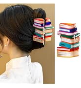 1 Pack Back to School Hair Clips for Women, Colorful Book Shape Hair Claw Clips Strong Hold Jaw C...