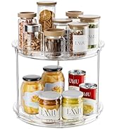 LAMU 2 Tier Lazy Susan Turntable Organizer for Cabinet, 9'' Rotating Spice Rack for Kitchen, Pant...