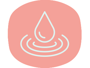 Moisture droplet icon on pink rounded rectangle background