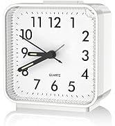Ankilo Analog Alarm Clock, Silent Non Ticking Table Clocks, Travel Bedside Clock with Snooze, Nig...