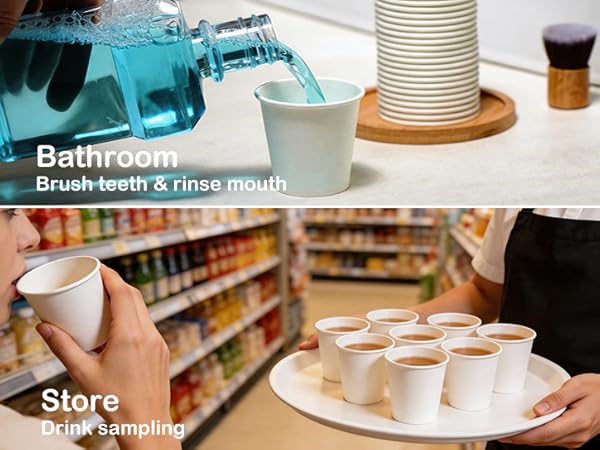 3 oz Bathroom Mouthwash Cups, Leak-Proof Small Paper Cups for Bathroom & Espresso