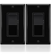 Black Dimmer Light Switch,Greencycle 2PK Single Pole/3 Way Switch for Dimmable 150W LED CFL Light...