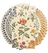 Floral Paper Napkins for Plates-60pcs Disposable Flower Guest Long Napkins for Party/Wedding/Birt...