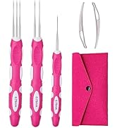 Yarniss Dreadlocks Crochet Hooks with Ergonomic Handle, Braid Hair Locking Tool, 3pcs Dreadlock C...