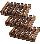 Soap Dish Holder, 3 Pcs Natural Wooden Soap Saver, Soap Case for Shower, Self Draining Soap Tray ...