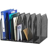 FANXIYQ Black 7-Section File Folder Organizer for Desk, Metal Vertical File Holder Stand, Desktop...