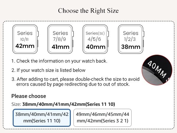 choose the watch size