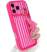 Jefonha Compatible with iPhone 17 Pro Max Case with Finger Hand Strap for Girls Women, Cute Strip...