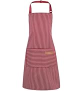 XLSXEXCL Stripes Kids Apron, Kids Cooking Aprons with 2 Pockets, Cute Kids Aprons for Cooking for...