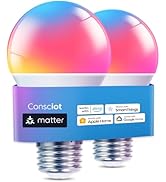 Consciot Matter WiFi Smart Light Bulbs Works with Alexa/Google Home/Apple Home/Siri/SmartThings, ...