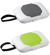 Dwuww 2Pcs Travel Wipe Holder Grey Green Reusable Wet Wipe Container Box Strollers Hanging Wipes ...