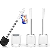 Toilet Brush, 3PCS Toilet Brush and Holder with 304 Stainless Steel Handle, Space Saving Toilet B...