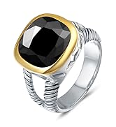UNY JEWEL Women Jewelry, Twisted Cable Ring, Two Tone, David Yurman, Designer Inspired, Square CZ