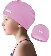 Aegend Kids Swim Cap, Fabric Swimming Cap with High Elasticity, Waterproof Durable Silicone Swim ...