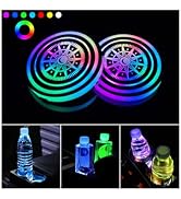 Led Cup Holder Lights for Car,2 PCS 7 Colors Changing Led Car Coasters,USB Charging Car Atmospher...