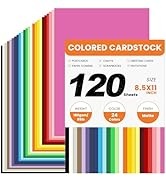120 Sheets Colored CardStock, 180gsm/65lb 24 Colors Cardstock Print Paper 8.5 x 11 Inches, Double...