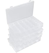 Hlotmeky Bead Organizer 36 Grids 4 Pack Clear Plastic Parts Organizer Box 3600 Tackle Box Craft S...