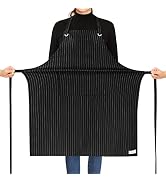 ROTANET Stripe Stretch Apron for Men Women Cooking Big and Tall Large Chef Striped Pinstripe Apro...