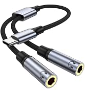 KAYQINHO USB C to Dual 3.5mm Female Headphone Splitter, Type C to Dual 3.5mm Female Aux Y Jack Sp...