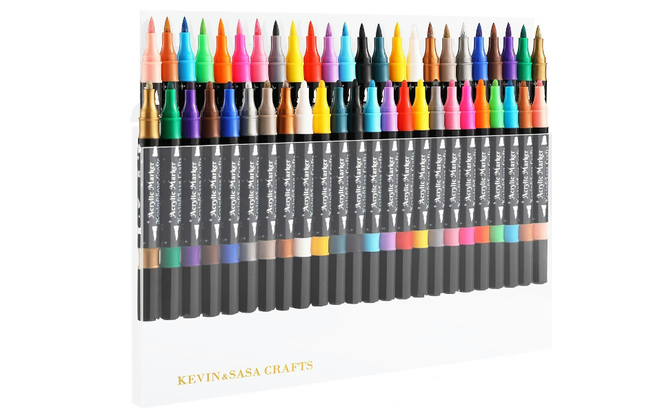 24 Colors Dual Tip Acrylic Paint Marker Pens Set