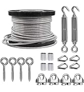 TooTaci 3/16 Wire Rope Kit, 100ft Vinyl Coated Stainless Steel Cable(1/8 Steel Core Overmolded to...