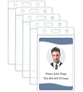 Pawfly 5 Pack Vertical ID Card Badge Holder Waterproof Clear PVC Card Sleeve Case Cover Heavy Dut...