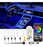Jushope Interior Car LED Strip Lights, RGB USB Car Ambient Lighting with Wireless APP & Remote Co...