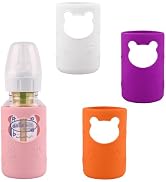 4 Pack Silicone Sleeves for Dr Brown's Glass Baby Bottles, Anti Breakage Baby Bottle Holder, Comp...
