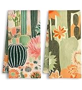 HSIASHENG Boho Sunset Cactus Western Kitchen Towels, Retro Desert Landscape Dish Tea Towels, Sout...