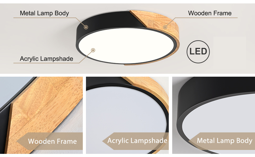 Wood Flush Mount Ceiling Light Fixture