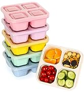 6 Pack Snack Containers, 4 Compartment Divided Snack Container for Kids, Bento Snack Box for Adul...