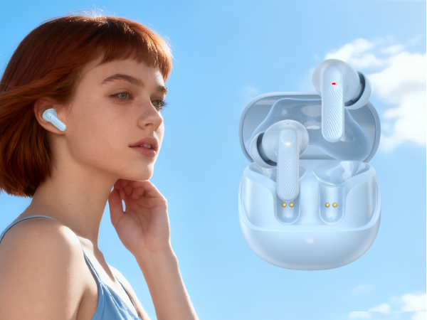 blue earbuds