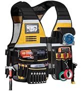 Trahzia Tool Vest for Men with Adjustable Strap, Reflective Safety Work Vest for Electrician, Car...
