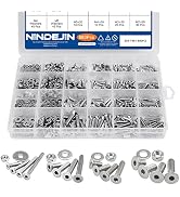 NINDEJIN 880Pcs M2 M3 M4 M5 Stainless Steel Precise Metric Hex Socket Head Cap Machine Screws,Rou...