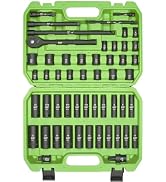 SUNHZMCKP 3/8" Drive Impact Socket Set, 52 Piece Standard SAE (5/16-3/4 inch) and Metric (8-22mm)...