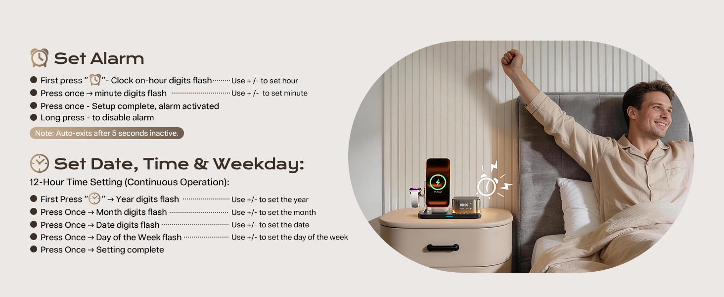 MagSafe Wireless Charger with alarm clock